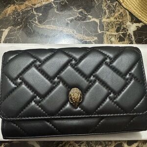 Kurt Geiger Black Quilted Leather Clutch w/Chain
